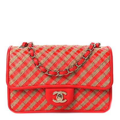Chanel Raffia Jute Striped Small Urban Jungle Single Flap Red 1 of 7