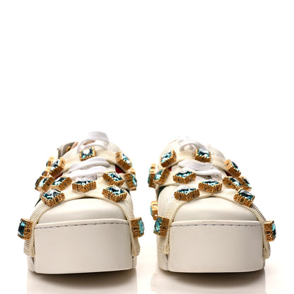 Gucci Calfskin Removable Crystals Bee Embroidered Ace Platform Sneakers 36 White 2 of 9