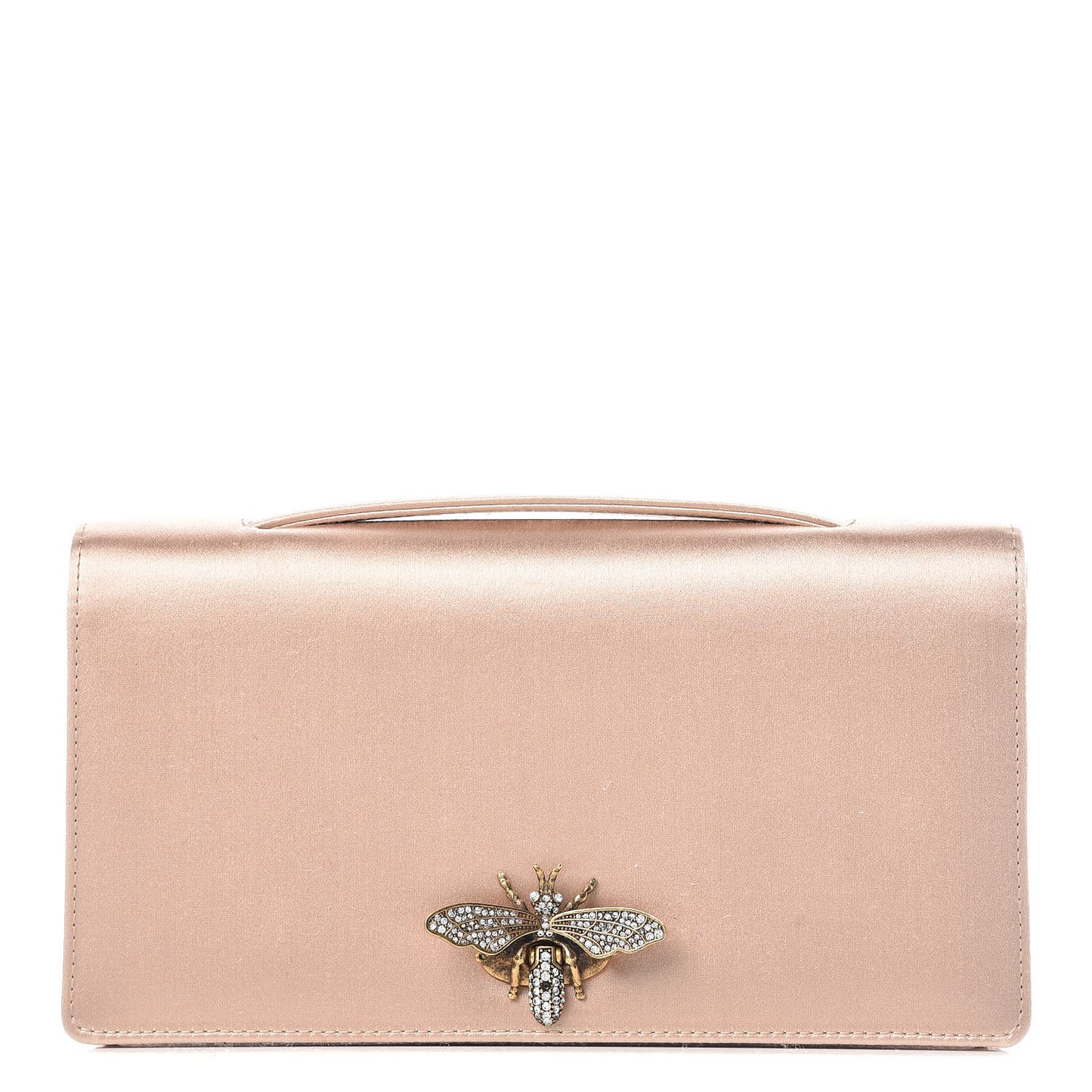 Satin Bee Pouch Powder Beige