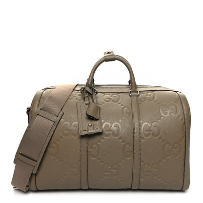 Gucci Piuma Calfskin Jumbo GG Embossed Large Duffle Bag Good Taupe 1 of 12