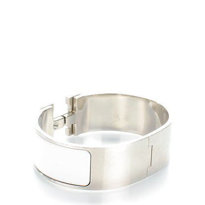 Hermes Enamel Wide Clic Clac H Bracelet GM White 3 of 5