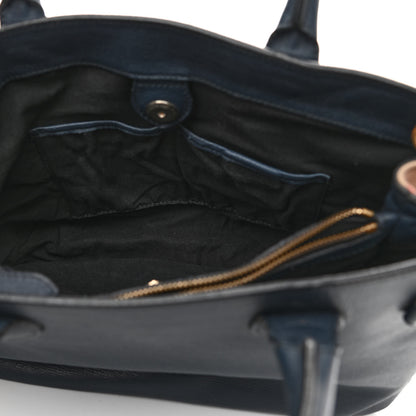 Burberry Grainy Calfskin House Check Medium Banner Tote Ink Blue 4 of 16
