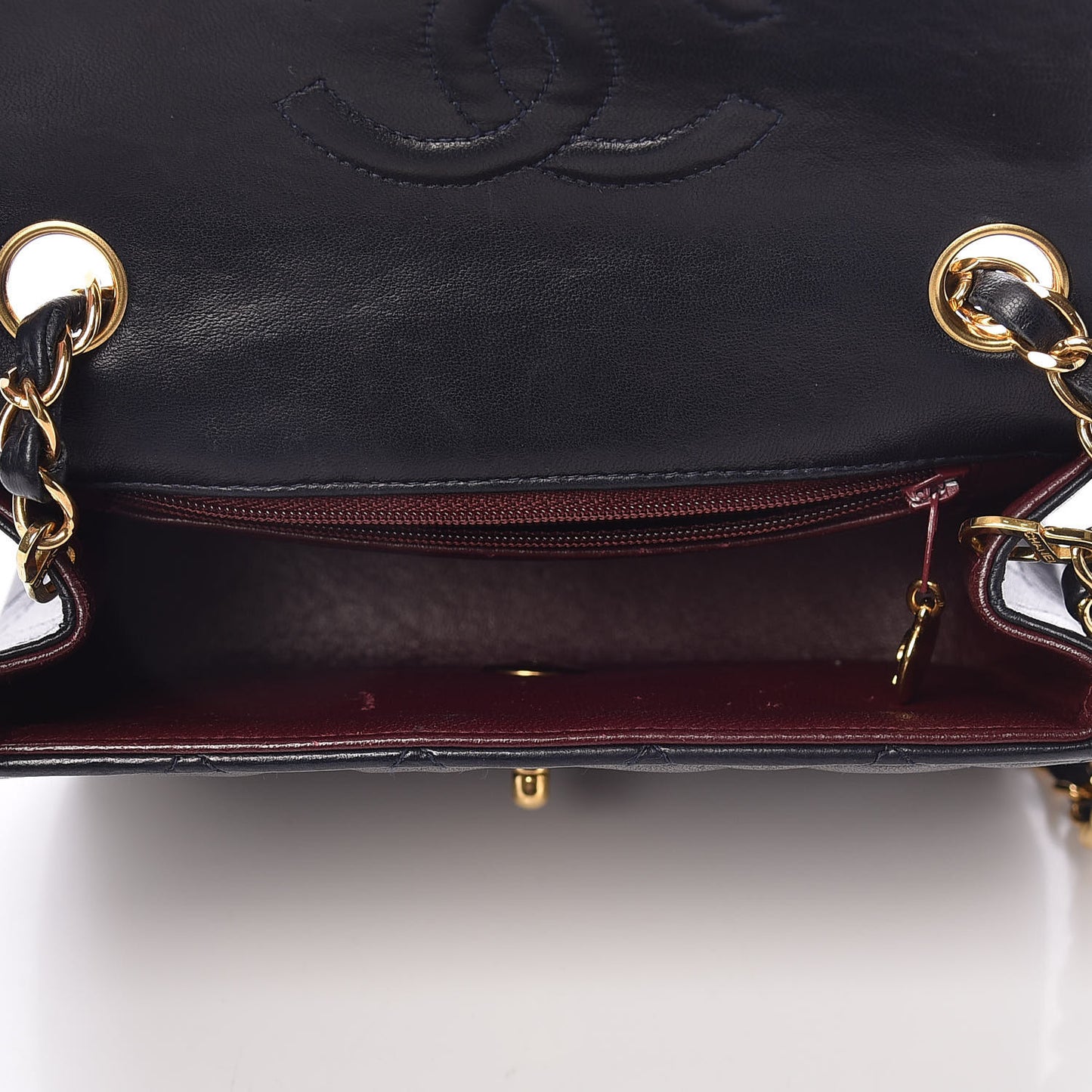 Lambskin Quilted Mini Square Flap Navy
