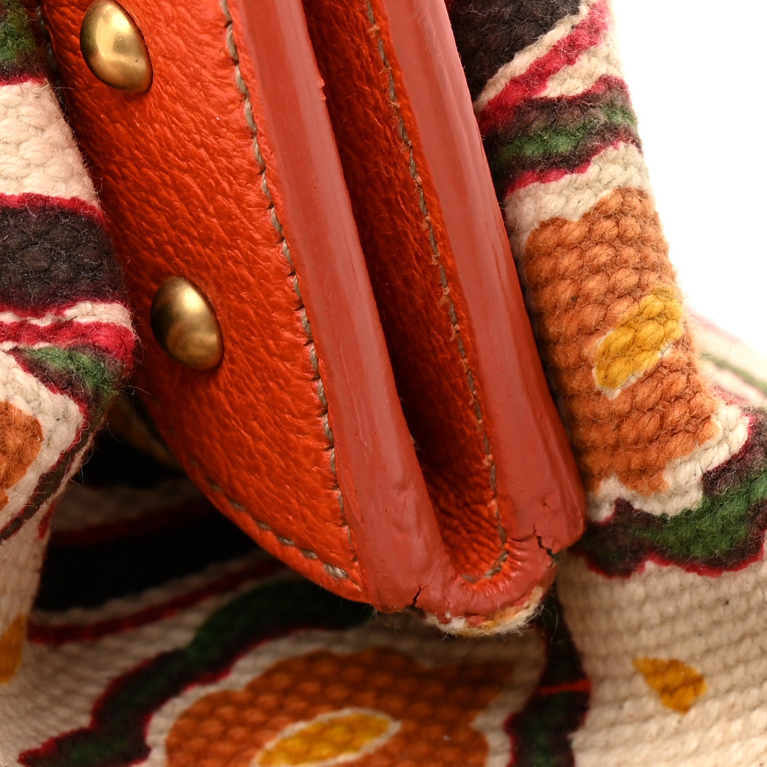 Prada Canapa Stampata Frame Bag Papaya 13 of 15