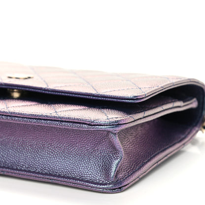 Chanel Iridescent Caviar Quilted Wallet On Chain WOC Dark Blue 11 of 12