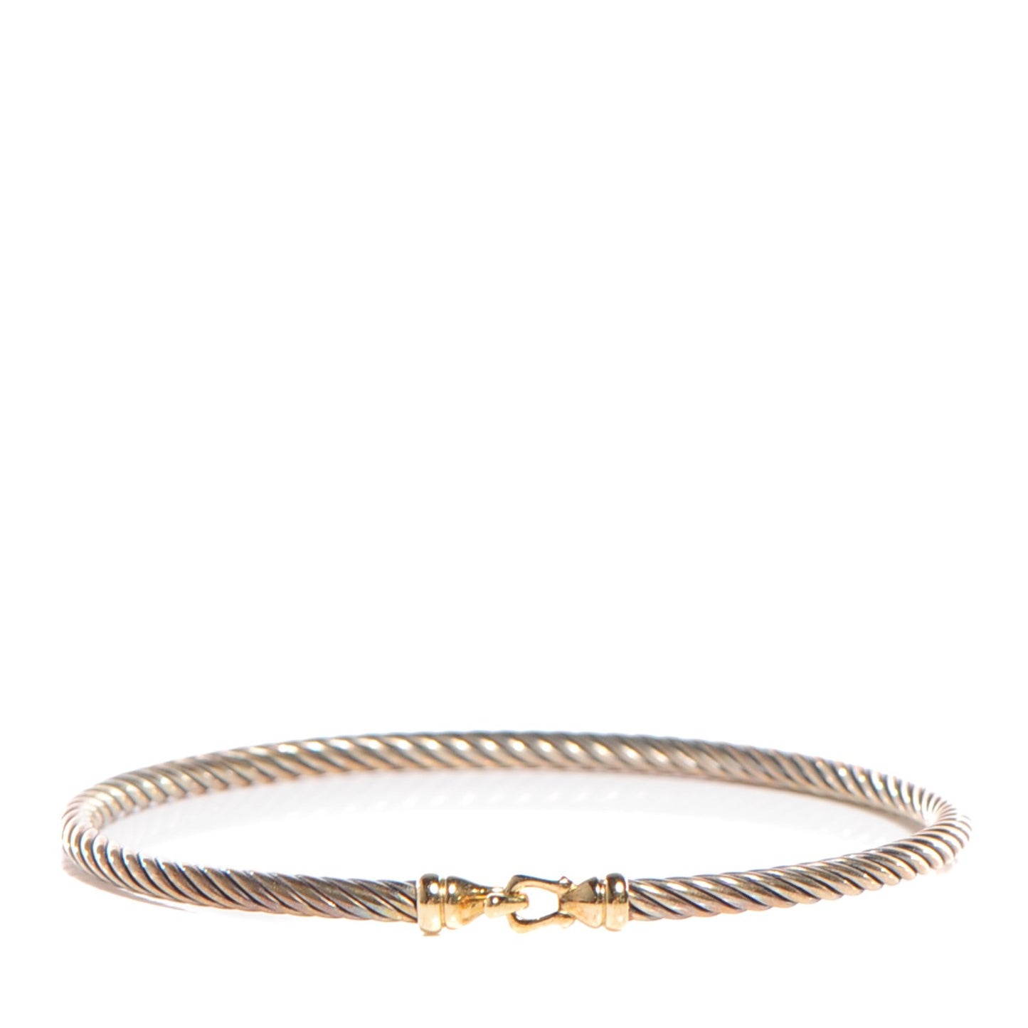 Sterling Silver 18K Yellow Gold 3mm Cable Buckle Bracelet