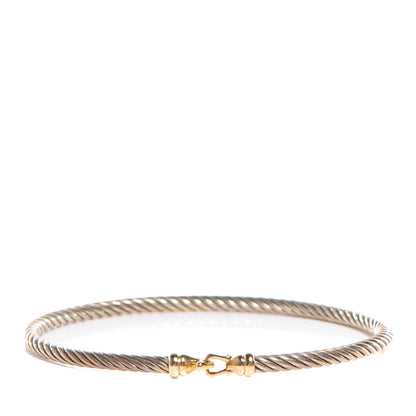 David Yurman Sterling Silver 18K Yellow Gold 3mm Cable Buckle Bracelet 1 of 5