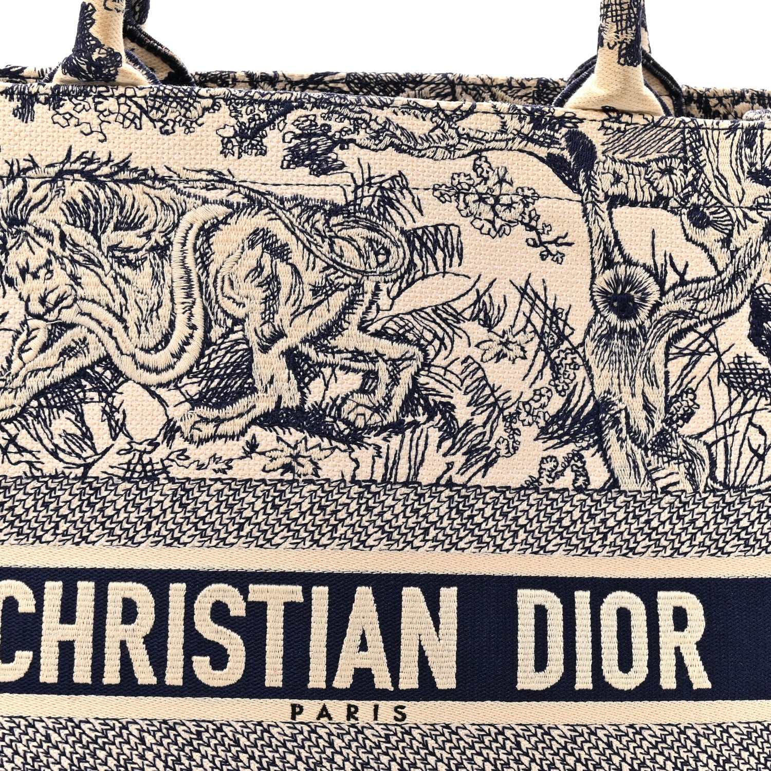 Christian Dior Canvas Embroidered Large Dioriviera Toile De Jouy Book Tote Blue 7 of 14