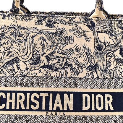 Christian Dior Canvas Embroidered Large Dioriviera Toile De Jouy Book Tote Blue 7 of 14