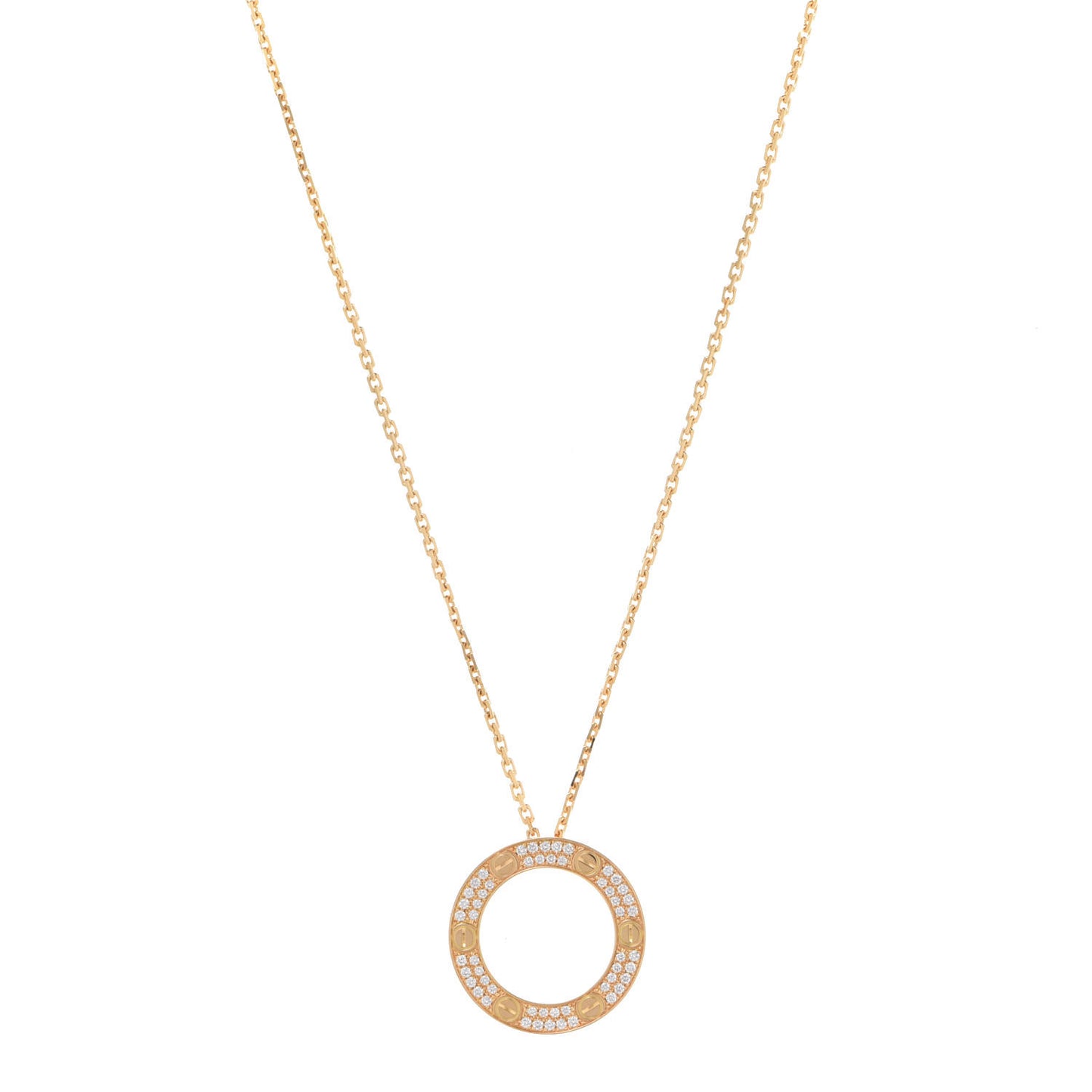 18K Yellow Gold Diamond LOVE Paved Necklace