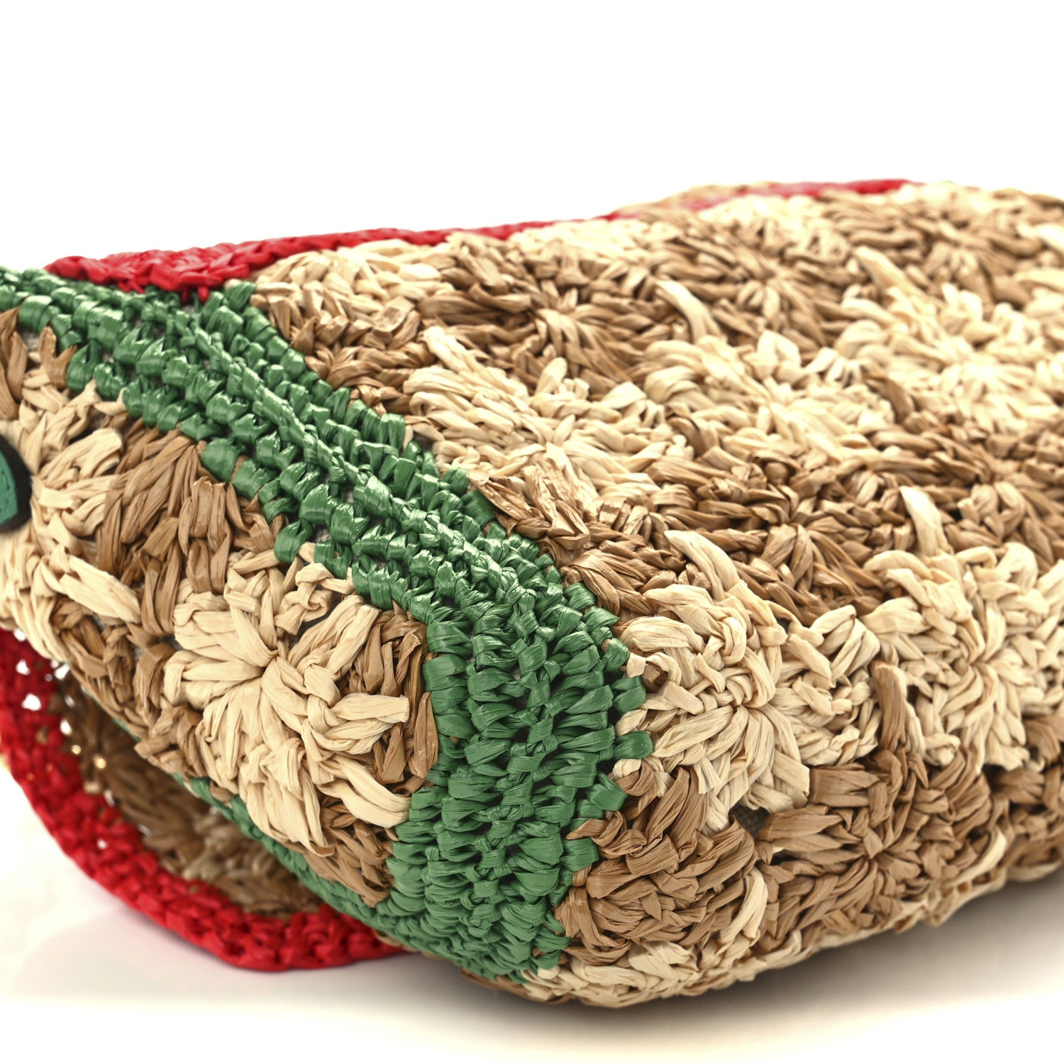 Gucci Raffia Azalea Calfskin Crochet Flower Small GG Marmont Shoulder Bag Natural Ecru Green Red New Shamarock 11 of 12