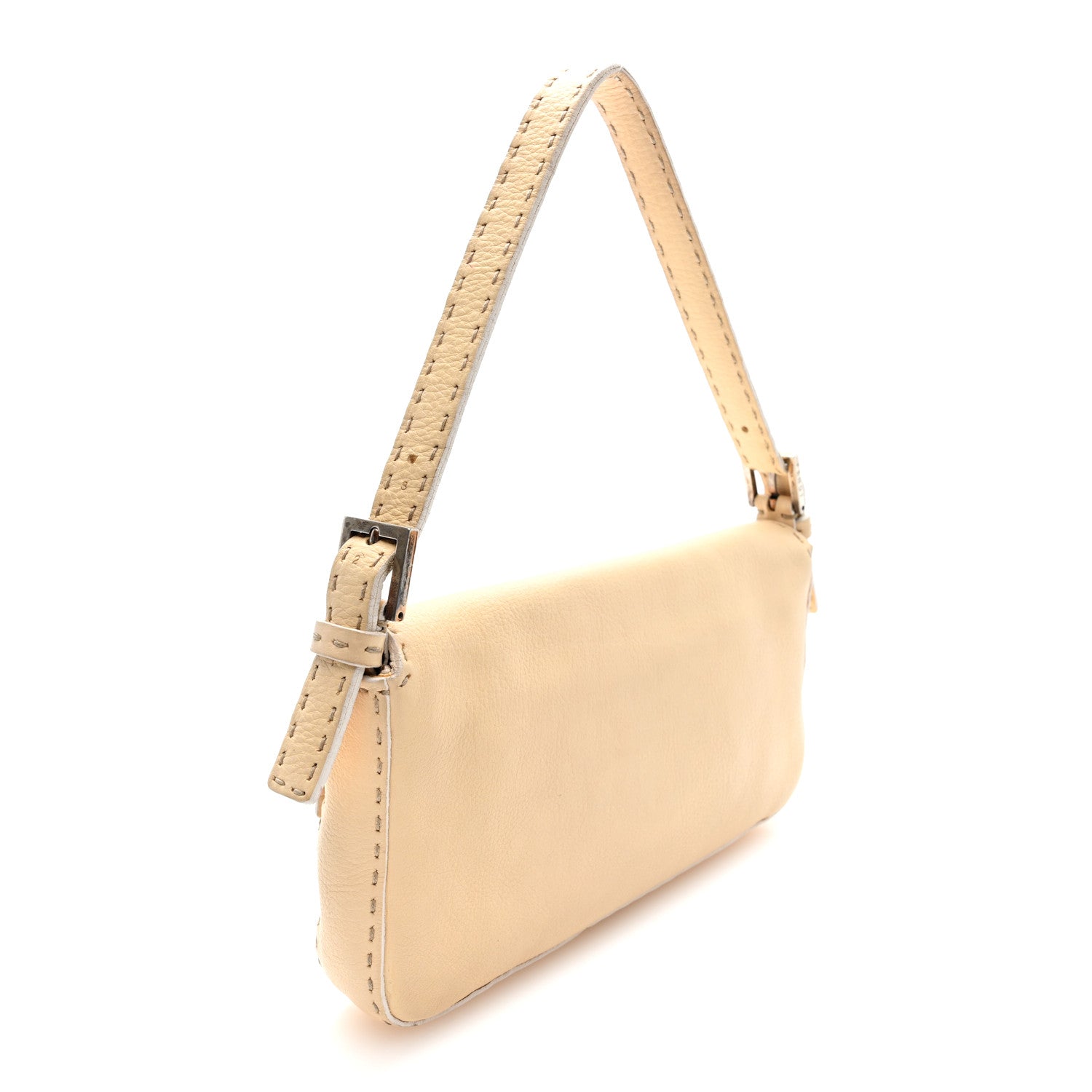 Fendi Calfskin Romano Selleria Baguette Beige 3 of 9