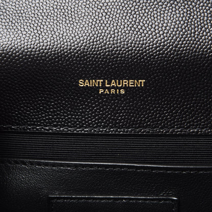 Saint Laurent Grain De Poudre Textured Mixed Matelasse Triquilt Medium Monogram Satchel Black 6 of 9