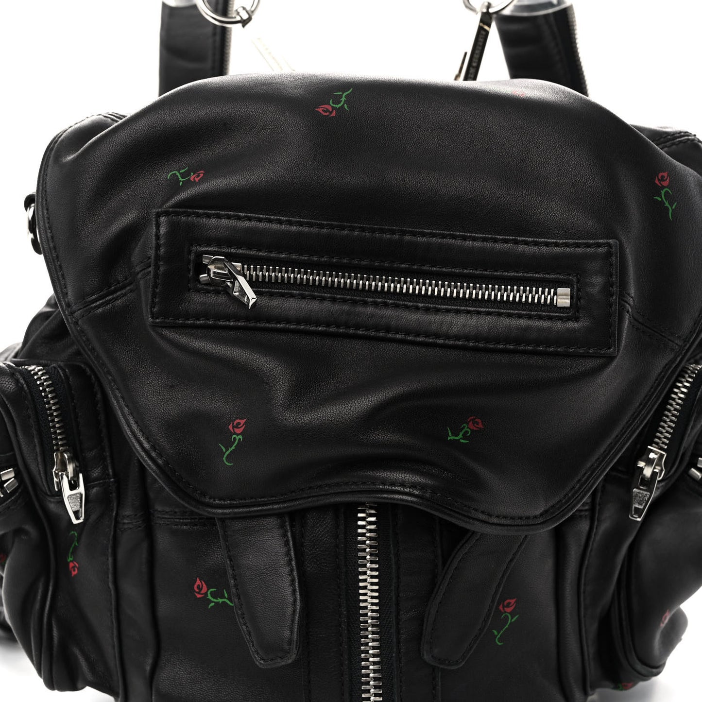 Lambskin Rose Studded Mini Marti Convertible Backpack Black Rhodium Hardware