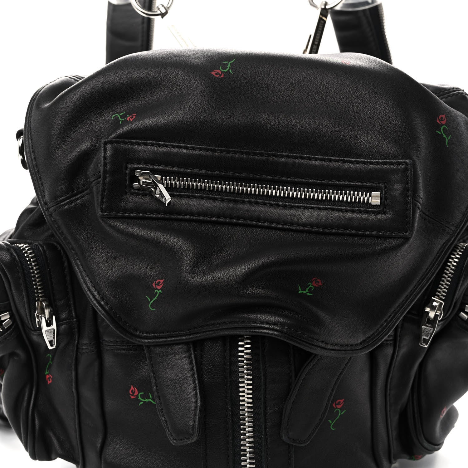 Alexander Wang Lambskin Rose Studded Mini Marti Convertible Backpack Black Rhodium Hardware 7 of 9