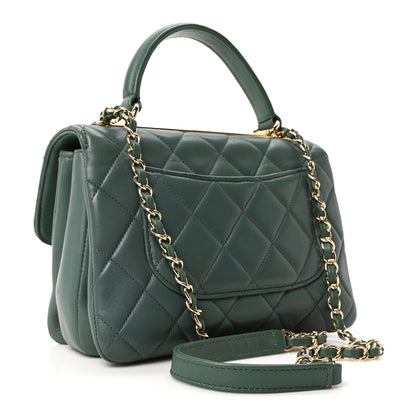 Chanel Lambskin Quilted Small Trendy CC Flap Dual Handle Bag Green 3 of 11