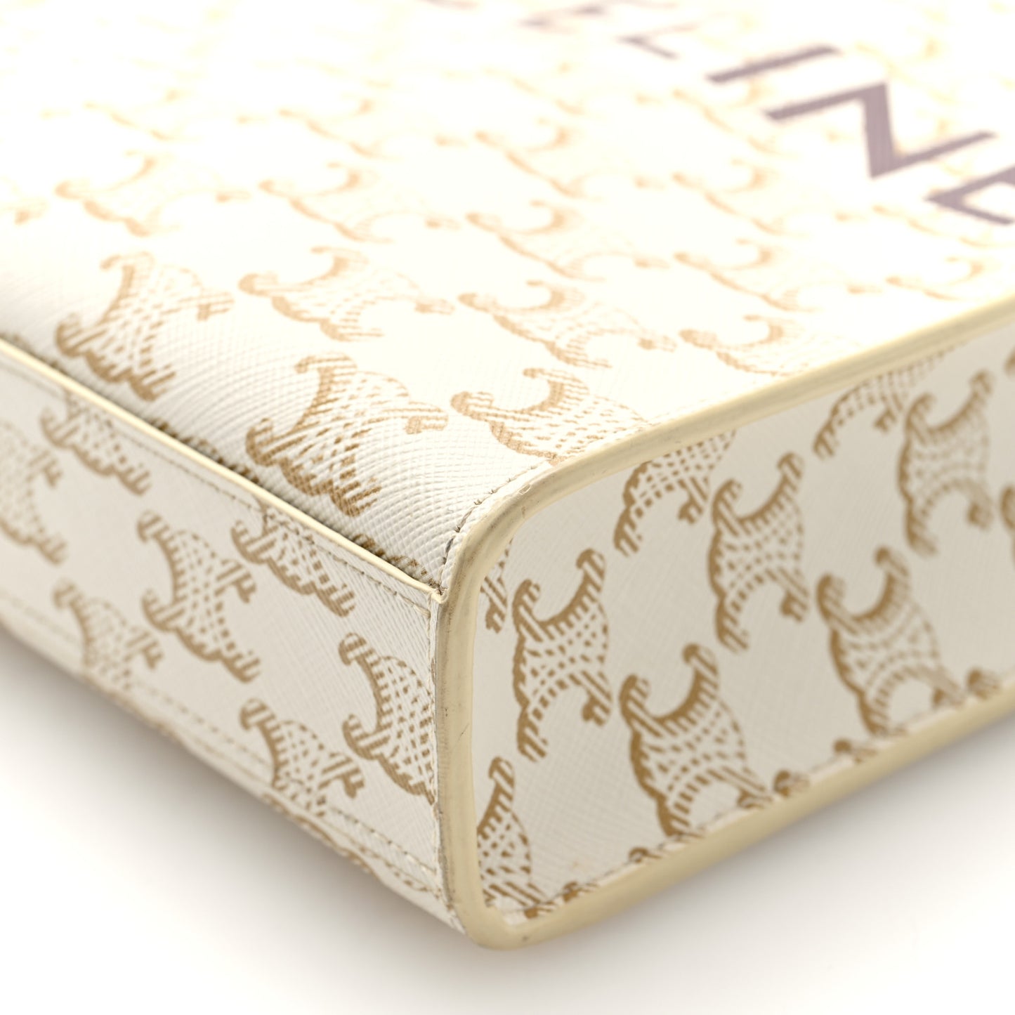 Triomphe Canvas Calfskin Mini Vertical Cabas White