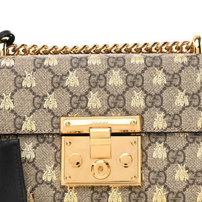 Gucci GG Supreme Monogram Bees Small Padlock Shoulder Bag Black 8 of 14