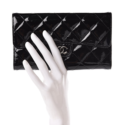 Chanel Patent Quilted Large Flap Wallet Black 2 of 13
