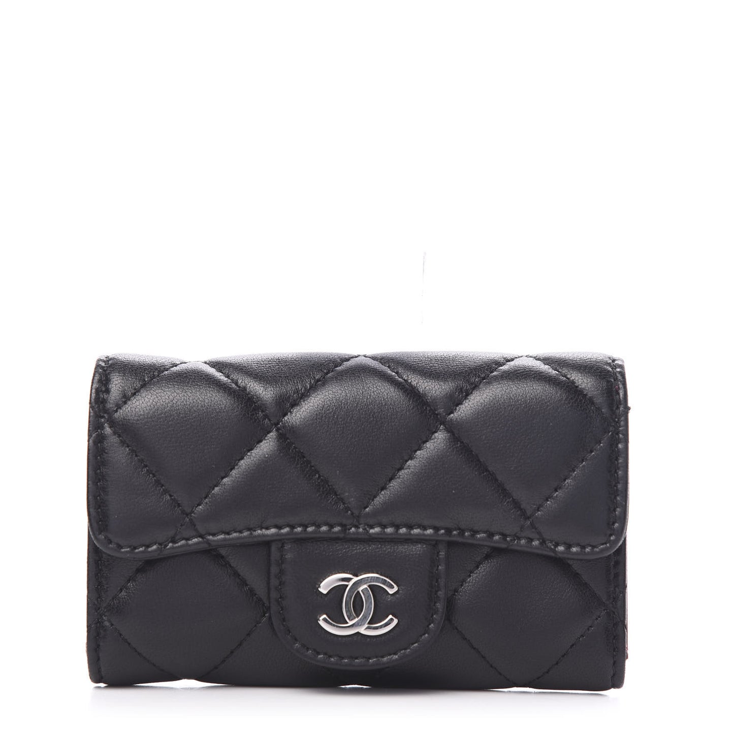 Lambskin Quilted 6 Key Holder Black