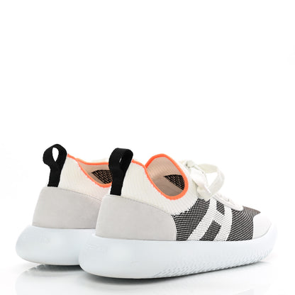 Hermes Knit Suede Goatskin Womens Crew Sneakers 36 Prunoir White 4 of 9