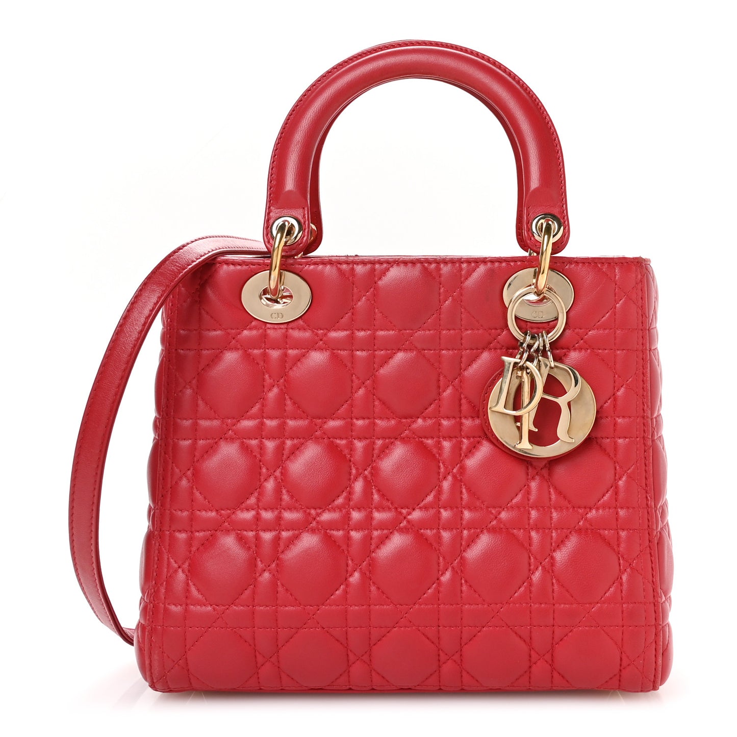 Lambskin Cannage Medium Lady Dior Red