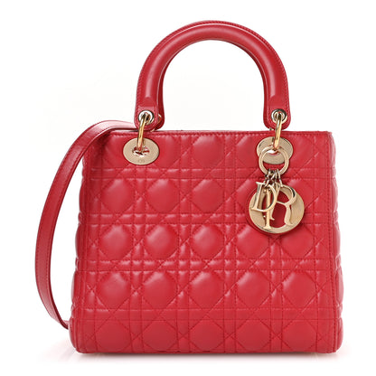 Christian Dior Lambskin Cannage Medium Lady Dior Red 1 of 13