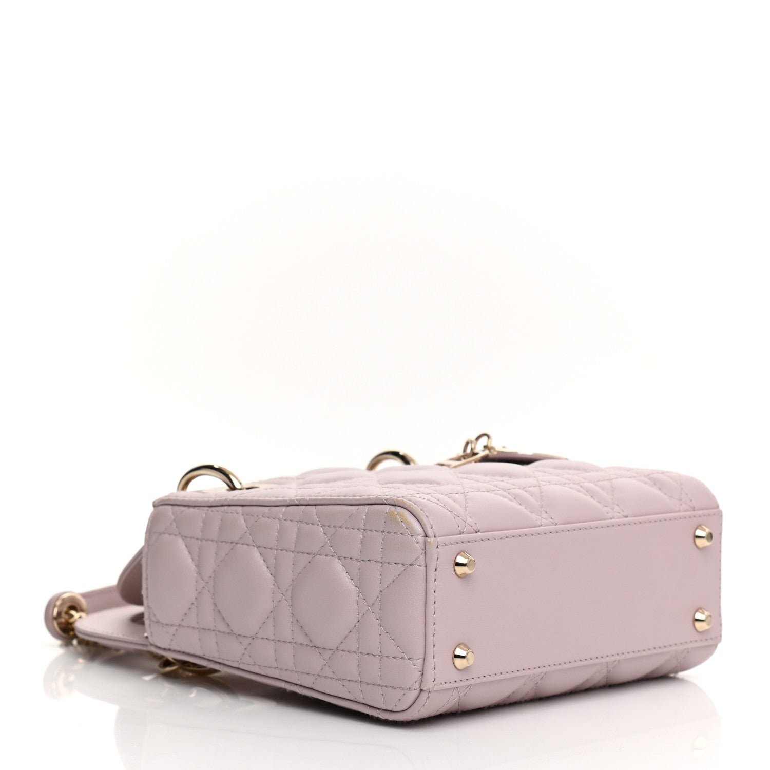 Christian Dior Metallic Lambskin Cannage Mini Lady Dior Lotus 6 of 21
