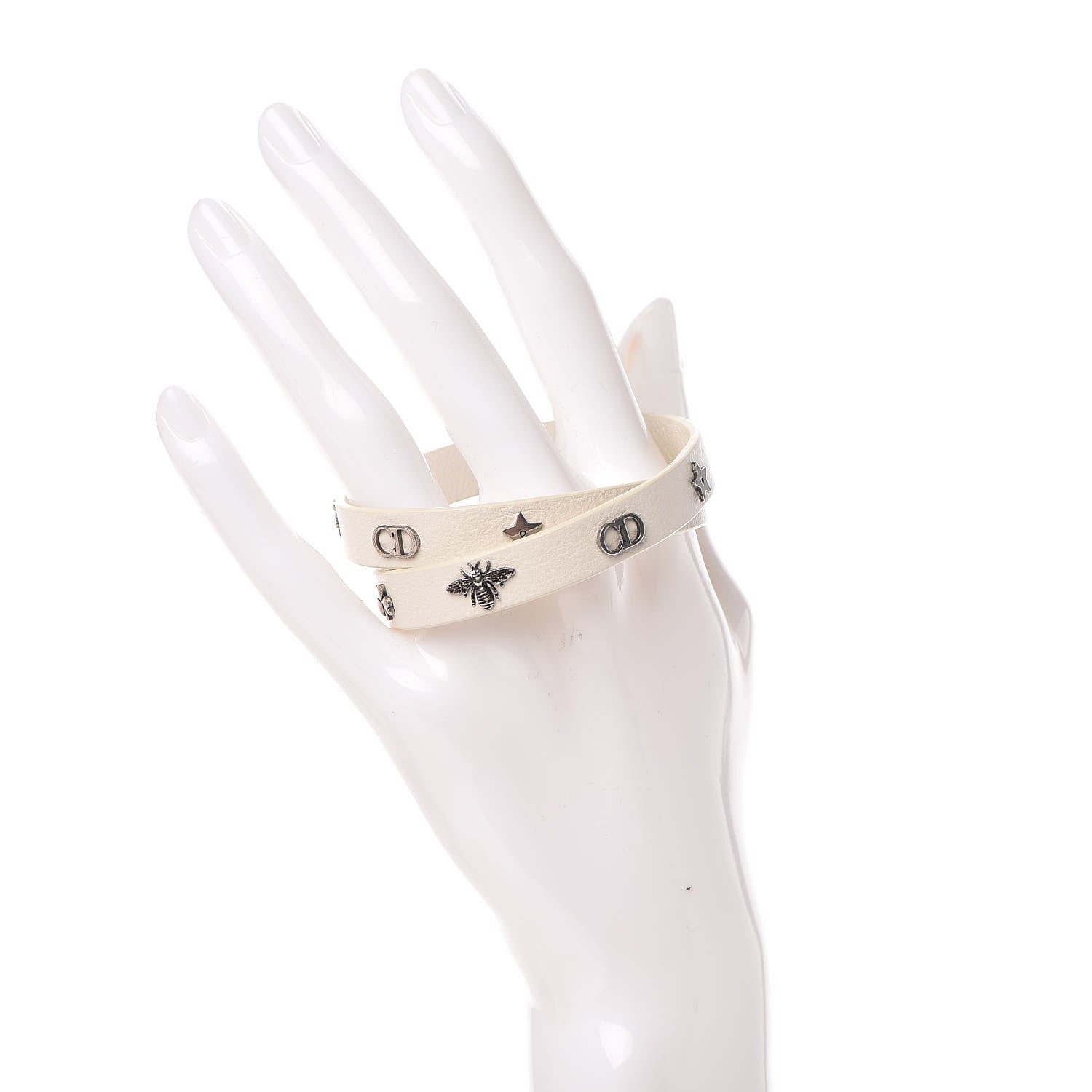 Christian Dior Calfskin Bee Double Bracelet White 2 of 9