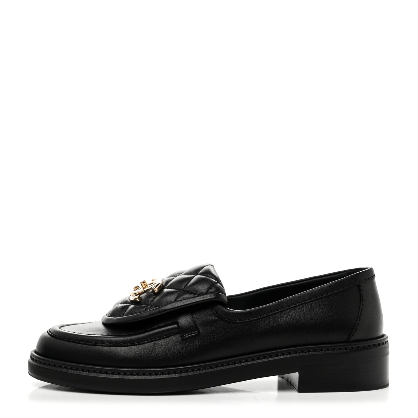 Lambskin Quilted CC Turnlock Loafers 36 Black