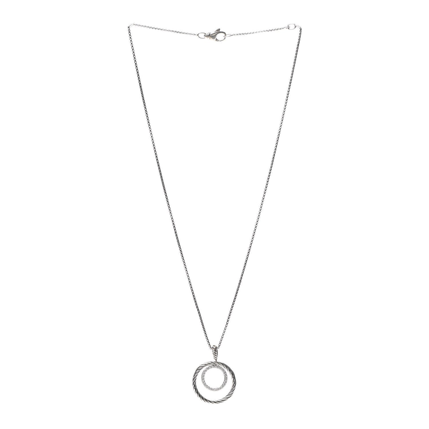 Sterling Silver Diamond Mobile Circle Pendant Necklace