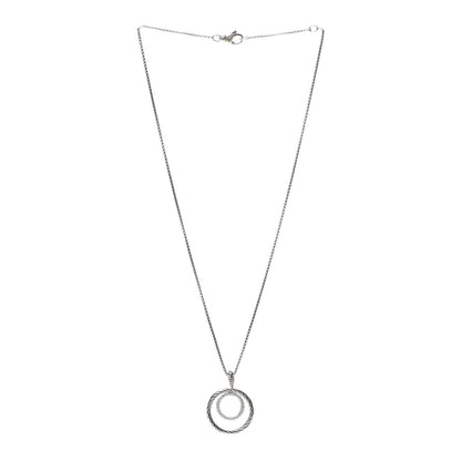 David Yurman Sterling Silver Diamond Mobile Circle Pendant Necklace 3 of 5