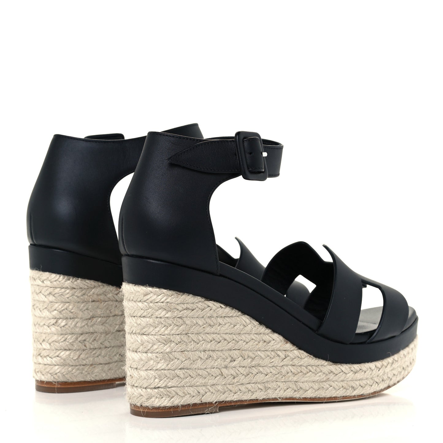 Calfskin Doll 60 Espadrille Wedge Sandals 37 Black