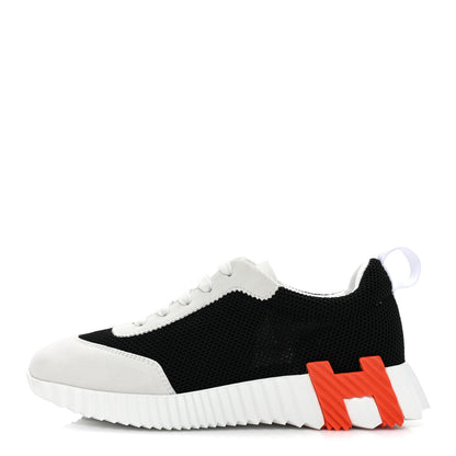 Hermes Air Mesh Suede Goatskin Bouncing Sneakers 36 Black Orange 1 of 9