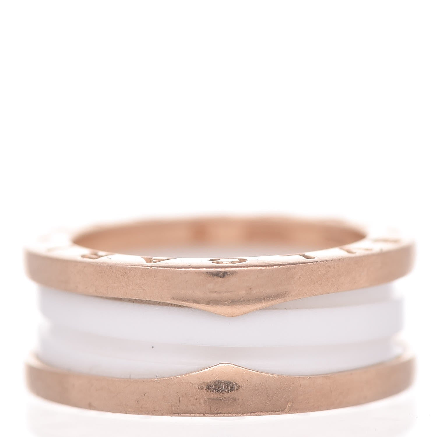 Bulgari 18K Rose Gold White Ceramic B.Zero1 Two-Band Ring 51 5.75 3 of 12