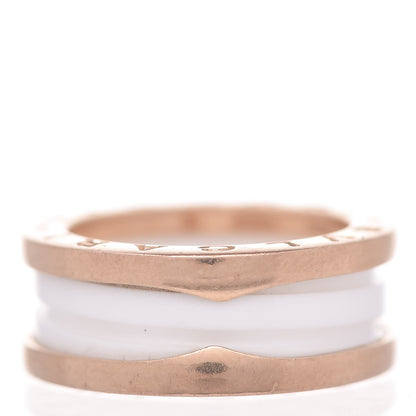 Bulgari 18K Rose Gold White Ceramic B.Zero1 Two-Band Ring 51 5.75 3 of 12