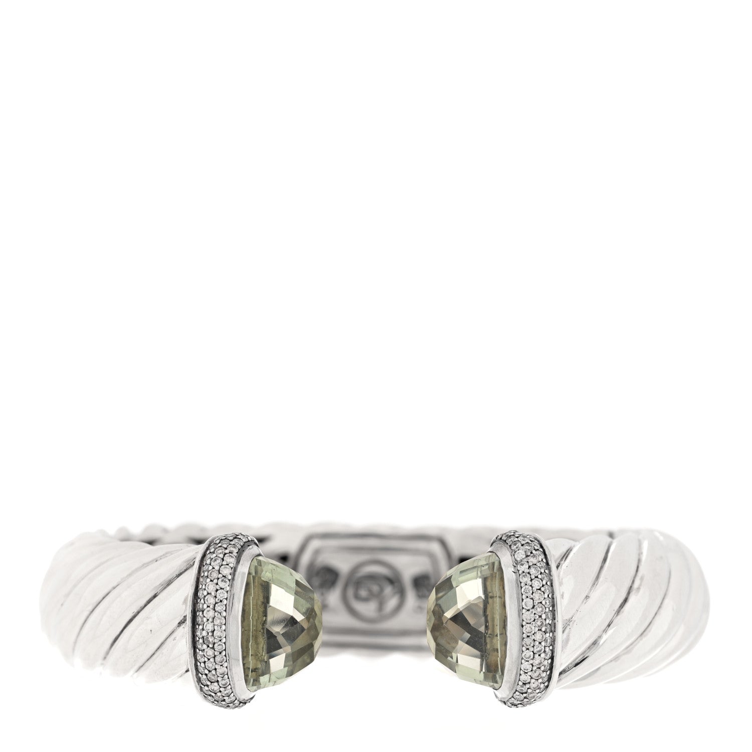 David Yurman Sterling Silver Prasiolite Diamond 15mm Waverly Bracelet 1 of 3