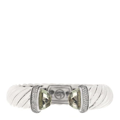 David Yurman Sterling Silver Prasiolite Diamond 15mm Waverly Bracelet 1 of 3