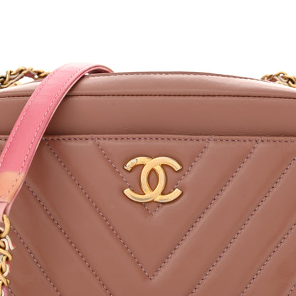 Chanel Lambskin Chevron Quilted Chain Around Camera Case Pink 9 of 12