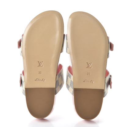 Louis Vuitton Damier Azur Bom Dia Flat Mules 35 Rose Clair 5 of 9