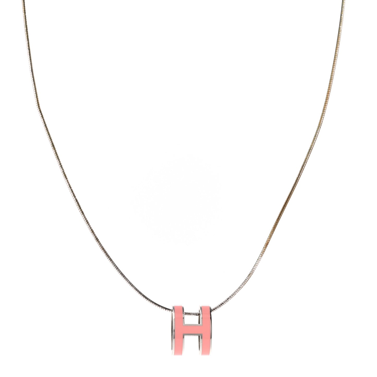 Lacquered Palladium Pop H Necklace Rose Azalee