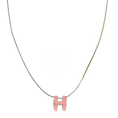 Hermes Lacquered Palladium Pop H Necklace Rose Azalee 1 of 7