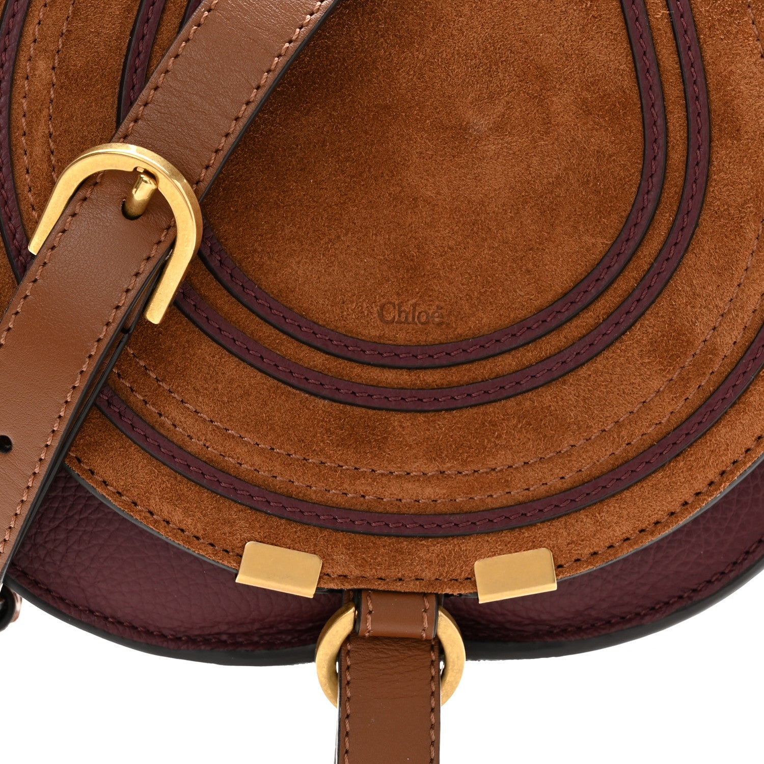 Chloe Suede Calfskin Mini Marcie Round Crossbody Bag Tan 7 of 9