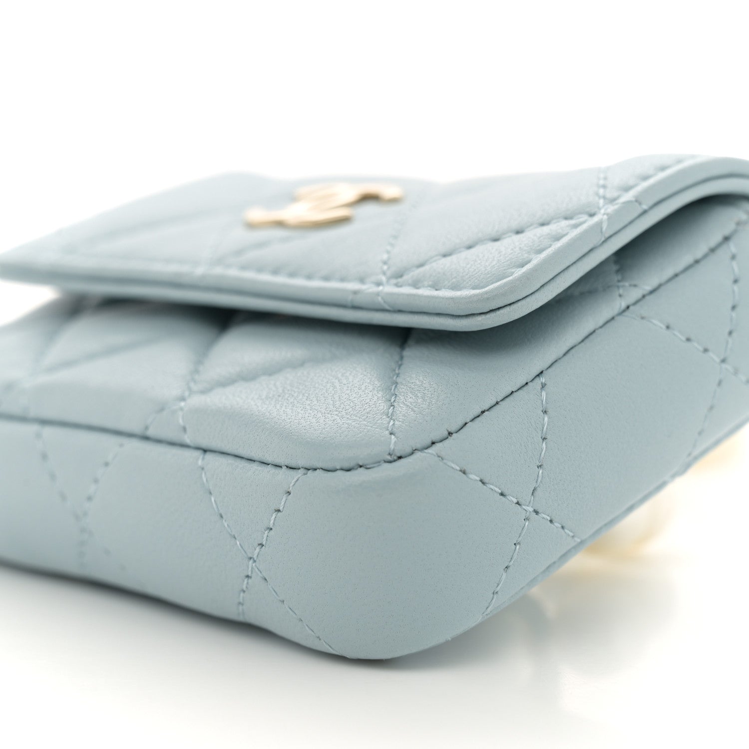 Chanel Lambskin Quilted Pearl Chain Belt Bag Light Blue 11 of 11