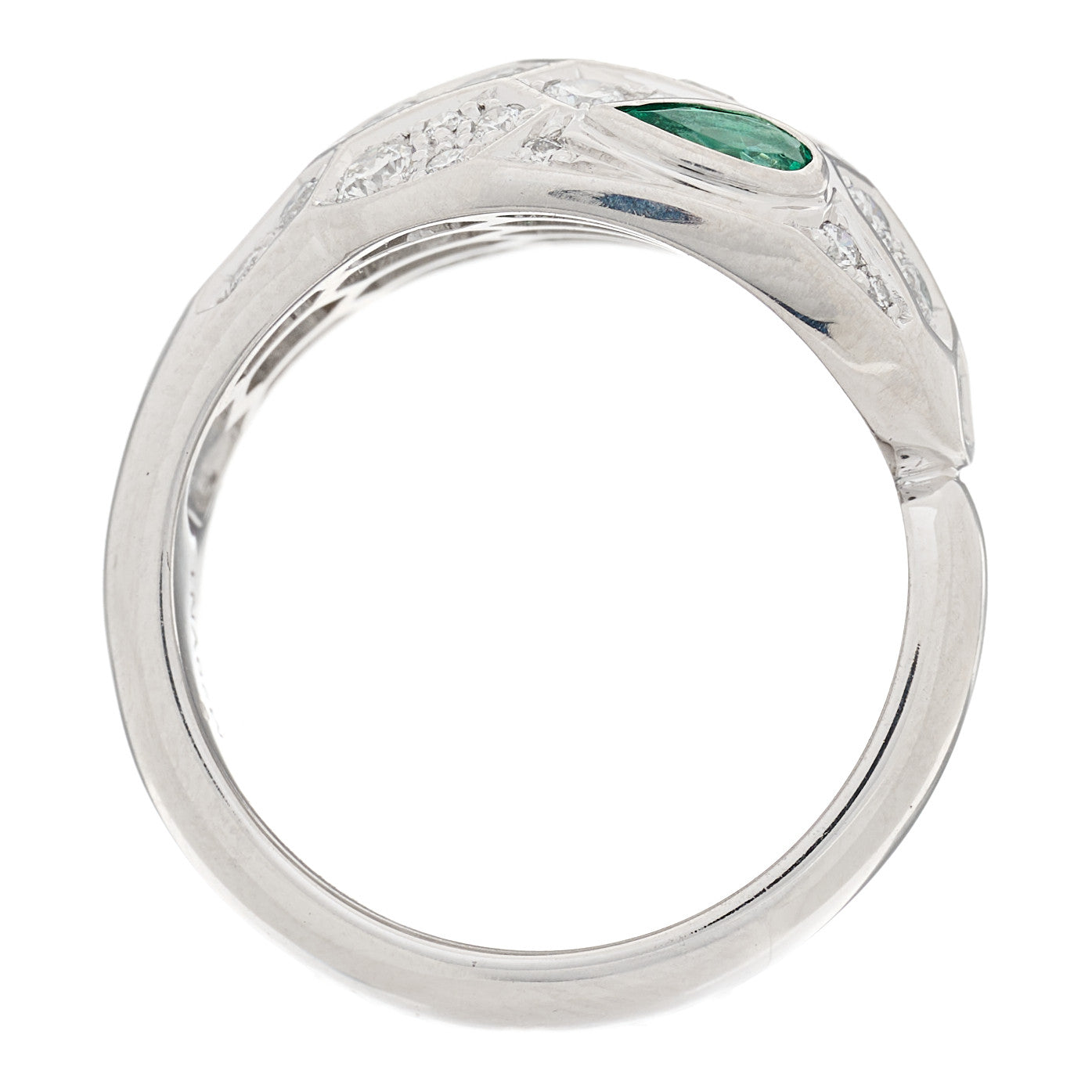 18K White Gold Diamond Emerald Serpenti Seduttori Ring 52 6