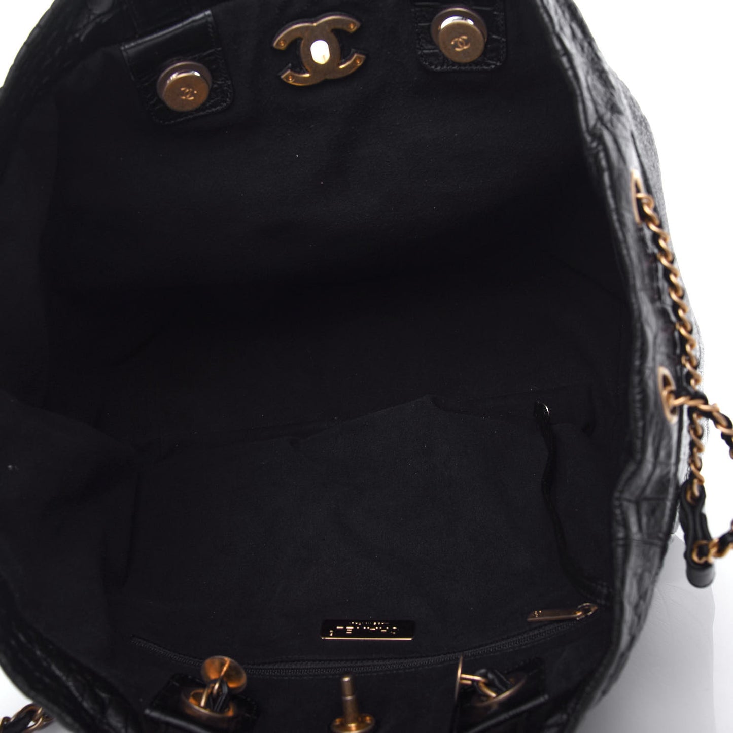 Calfskin Crocodile Embossed Large Cocodile Shopping Tote Black