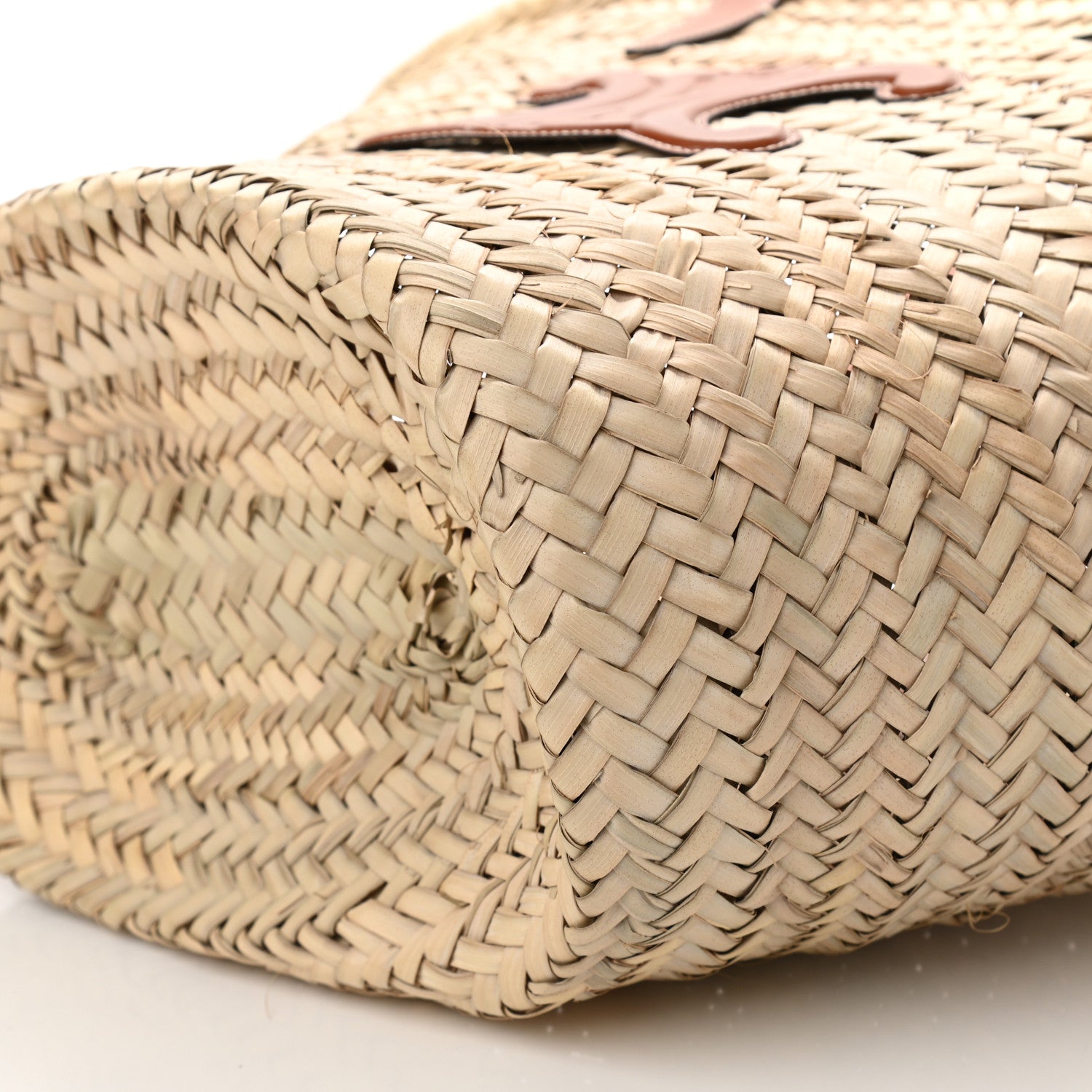 Celine Raffia Calfskin Triomphe Medium Panier Tan 9 of 9
