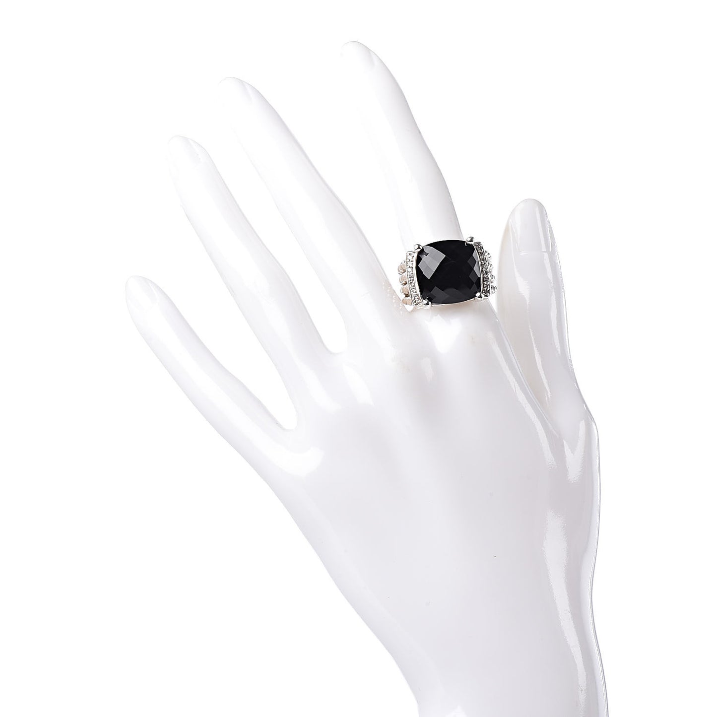 Sterling Silver Diamond Black Onyx 14mm Wheaton Ring 58 8.25
