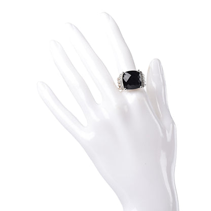 David Yurman Sterling Silver Diamond Black Onyx 14mm Wheaton Ring 58 8.25 2 of 5