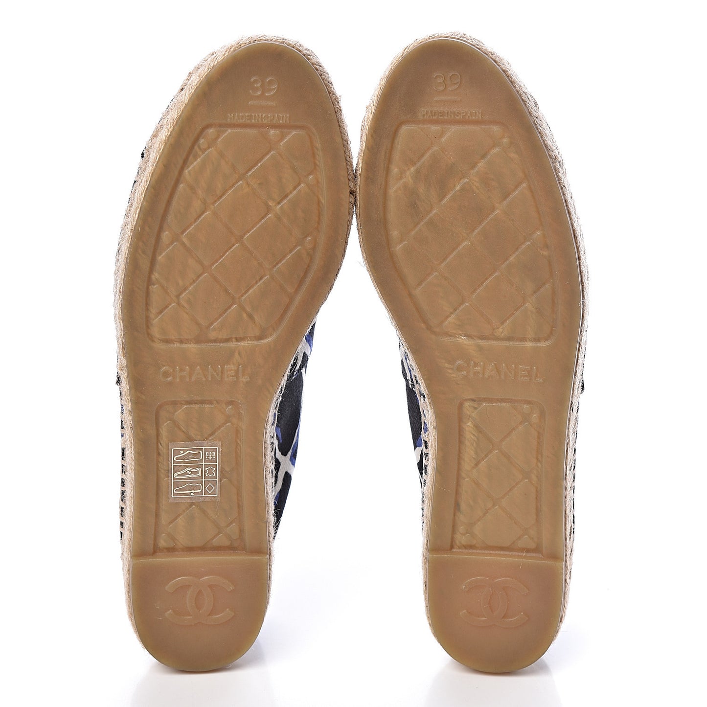 Printed Canvas Grosgrain Espadrilles 39 Blue Black